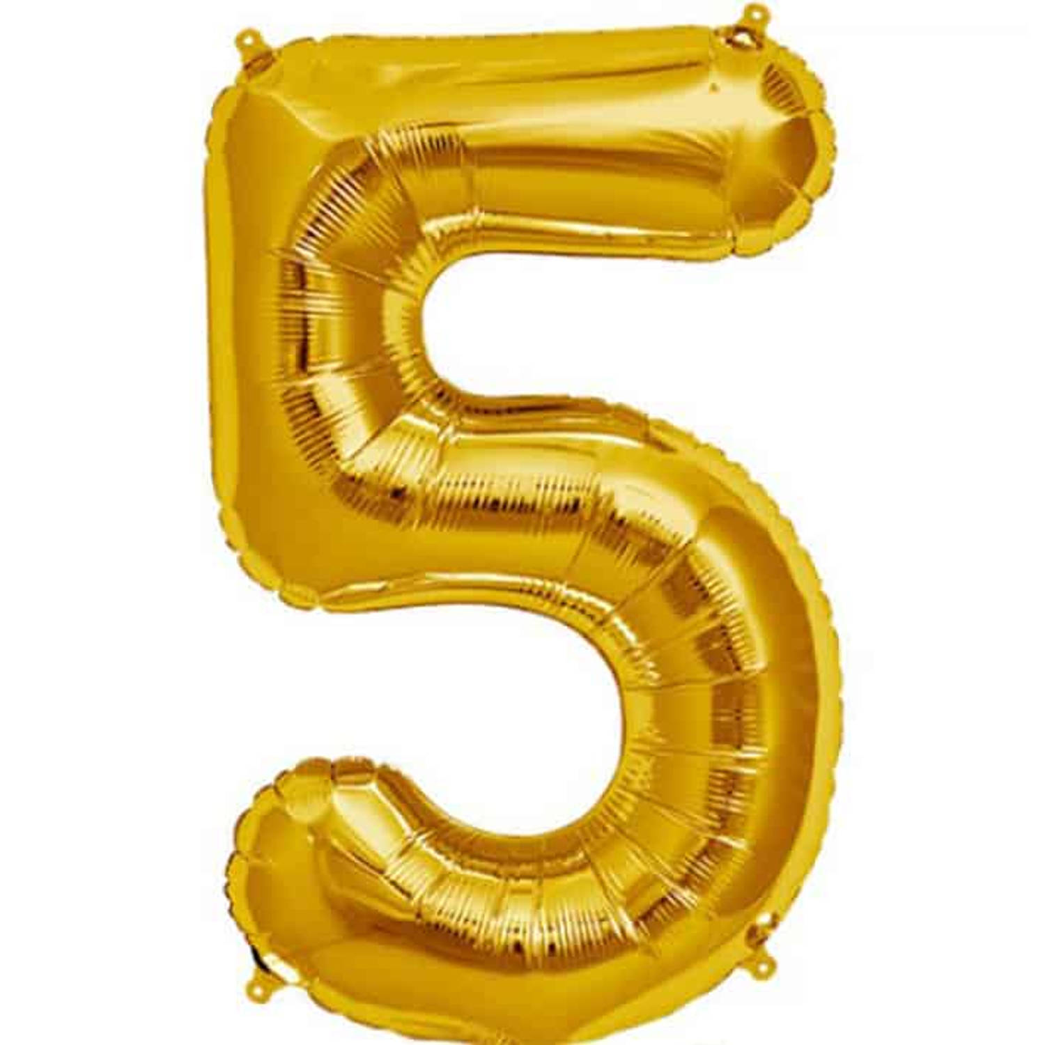 Folat Folie cijfer ballon - 86 cm goud - cijfer 5 - verjaardag leeftijd