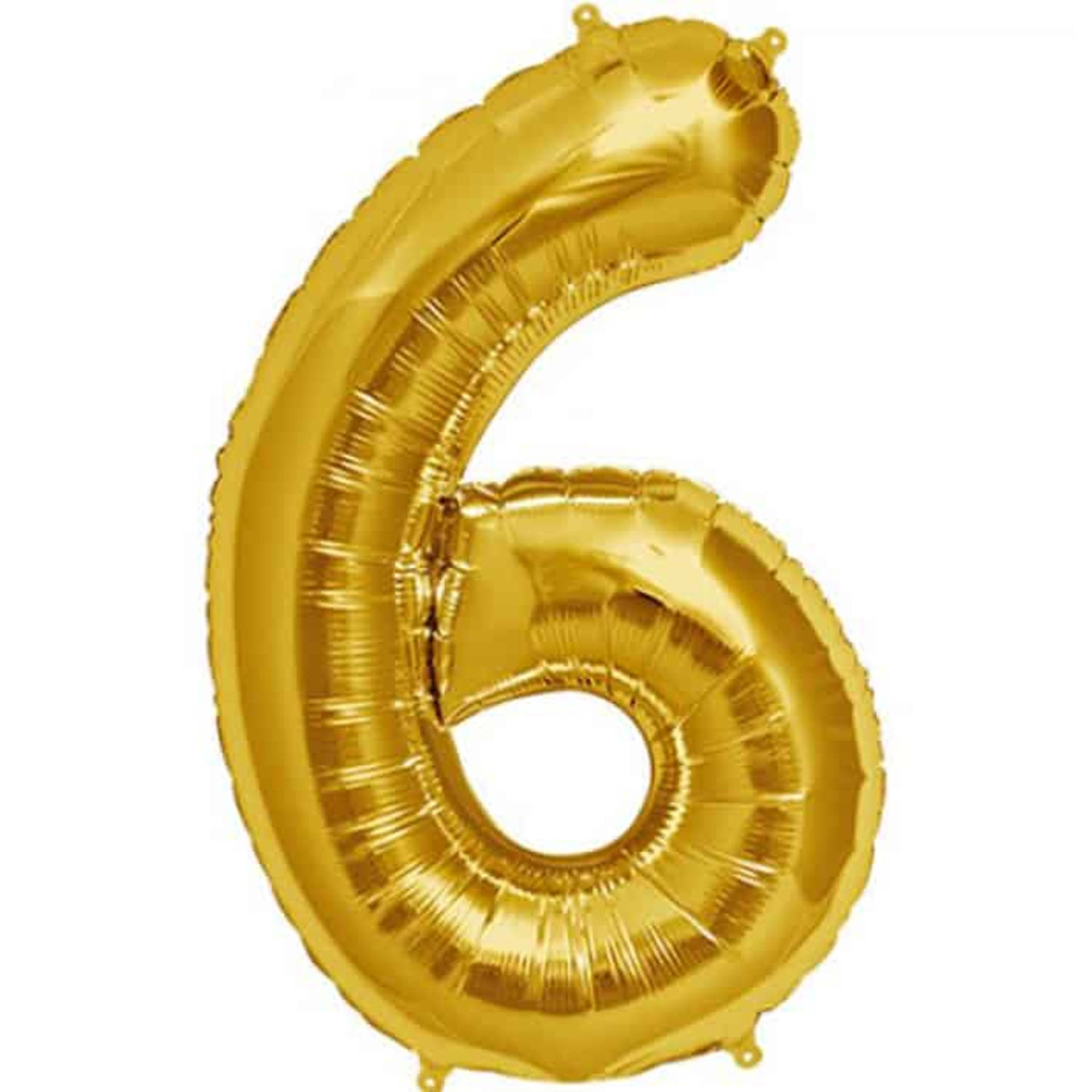 Folat Folie cijfer ballon - 86 cm goud - cijfer 6 - verjaardag leeftijd