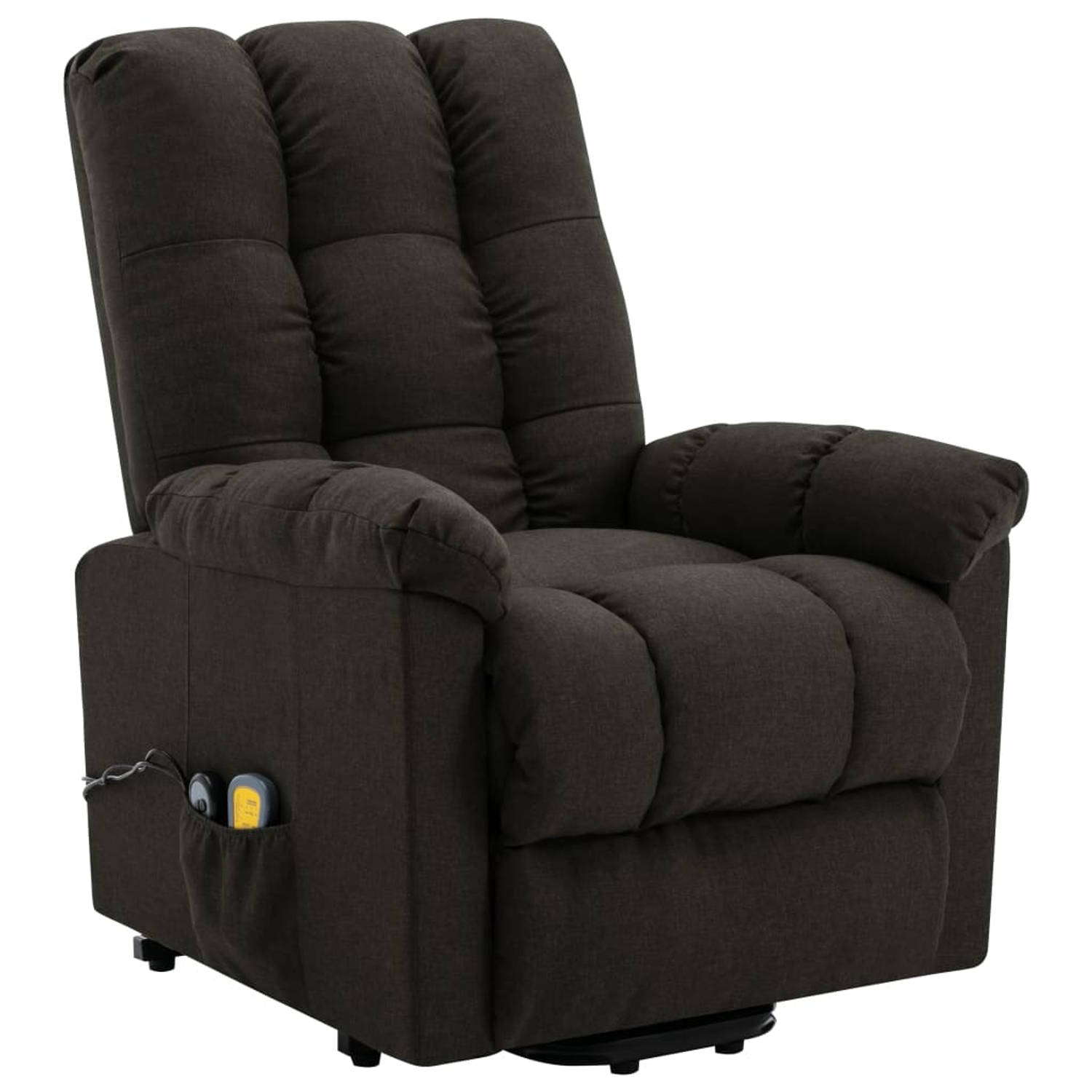 The Living Store Sta-op-massagestoel stof donkerbruin - Fauteuil