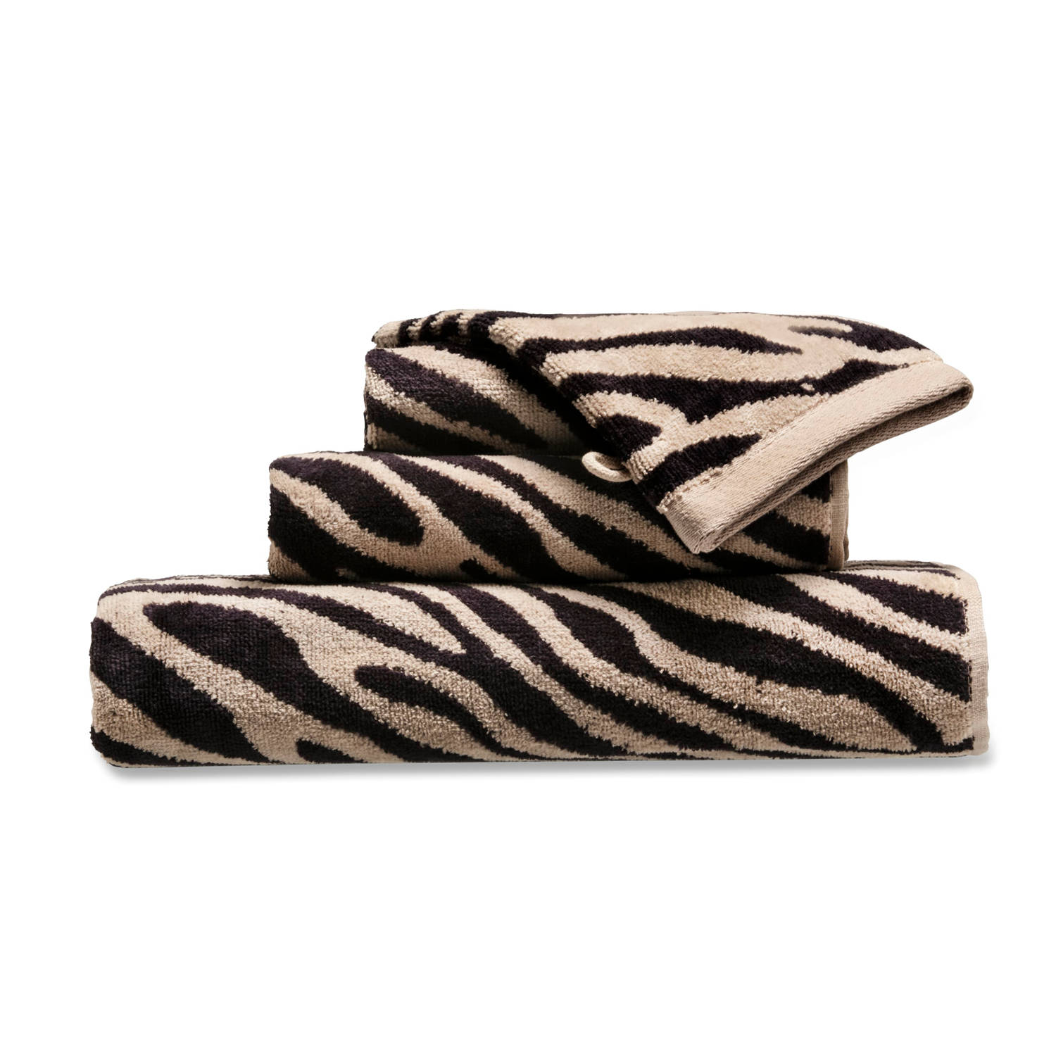 Alvast Zelden neutrale Blokker handdoek zebra - beige/zwart - 70x140 cm | Blokker