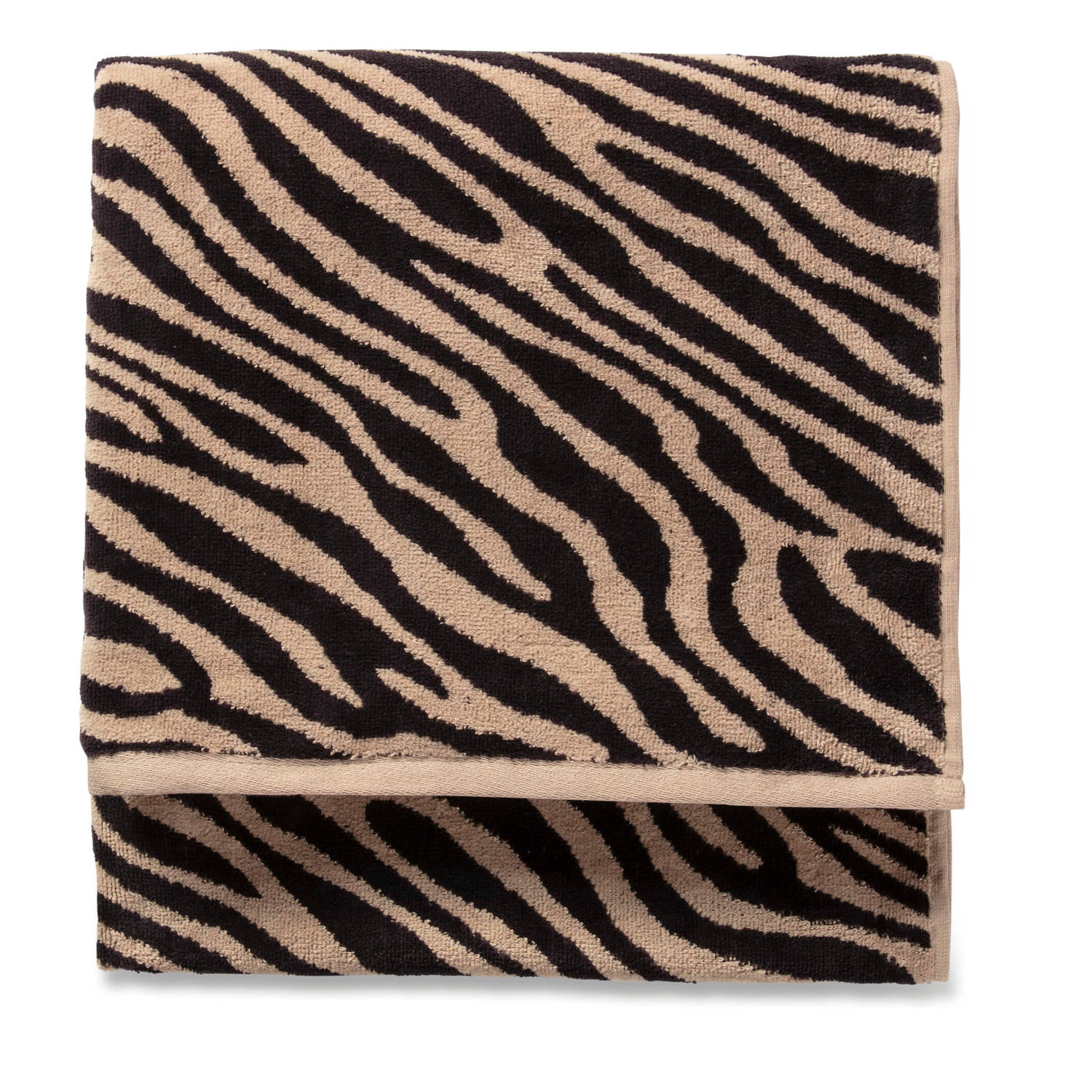 Alvast Zelden neutrale Blokker handdoek zebra - beige/zwart - 70x140 cm | Blokker