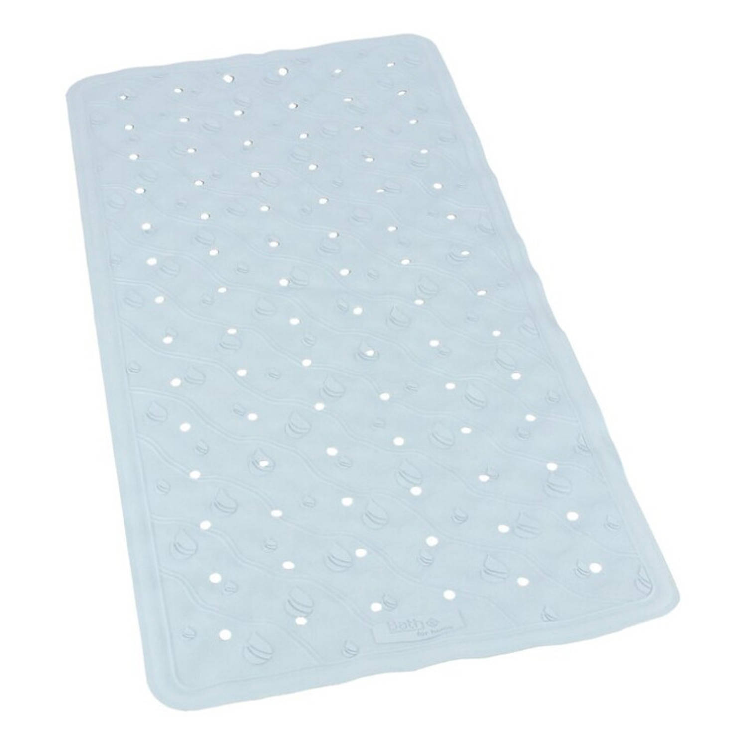 Lichtblauwe anti-slip badmat 36 x 76 cm rechthoekig - Badmatjes
