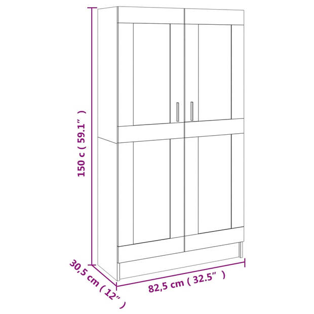 vidaXL Boekenkast 82,5x30,5x150 cm spaanplaat betongrijs