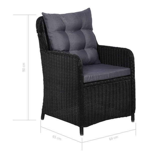 vidaXL 9-delige Tuinset poly rattan zwart