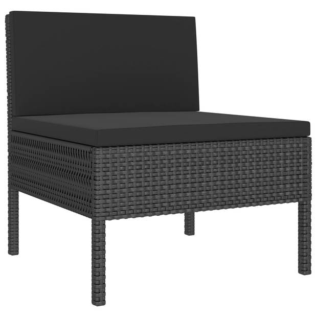 vidaXL 2-delige Loungeset met kussens poly rattan zwart