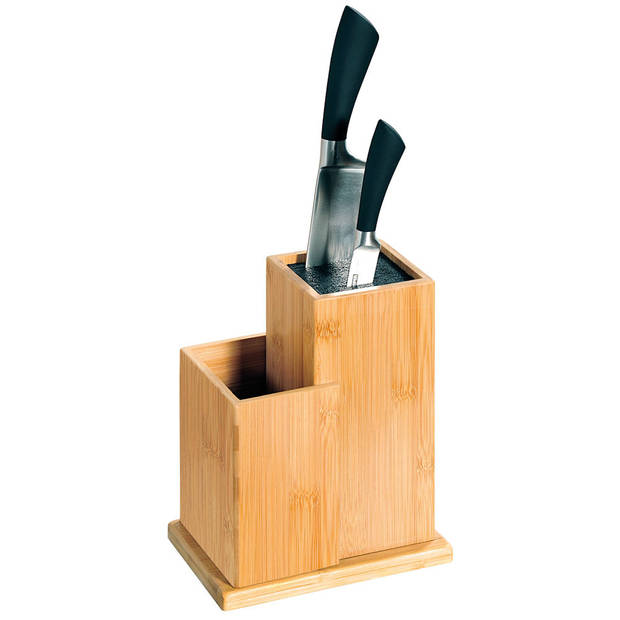FSC® Bamboe houten - Messenblok zonder messen - Messenhouder met vak