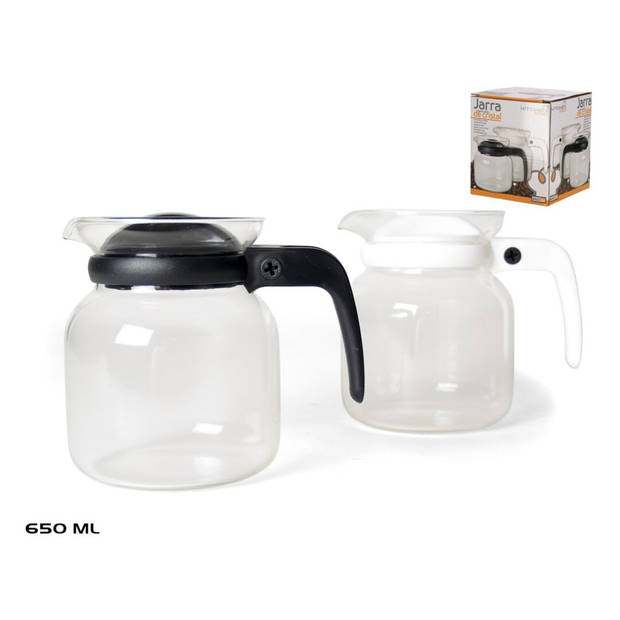 2x stuks thee/koffie pot met witte deksel en handvat 0,65 liter - Theepotten