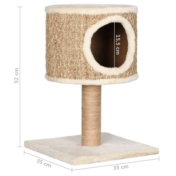 vidaXL Kattenmeubel met huis en krabpaal 52 cm zeegras