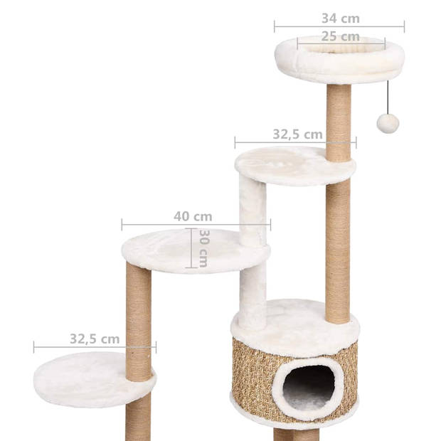 vidaXL Kattenmeubel met luxe kussen en krabpalen 148 cm zeegras