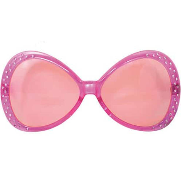 Bril met roze diamant frame