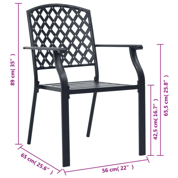 vidaXL Tuinstoelen 4 st mesh ontwerp staal zwart