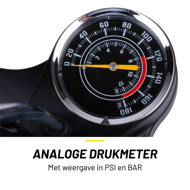 Dunlop Fietspomp met Drukmeter - Fiets Pomp voor Dunlop, Schrader en Frans Ventiel - Staande Pomp Incl. Adaptoren