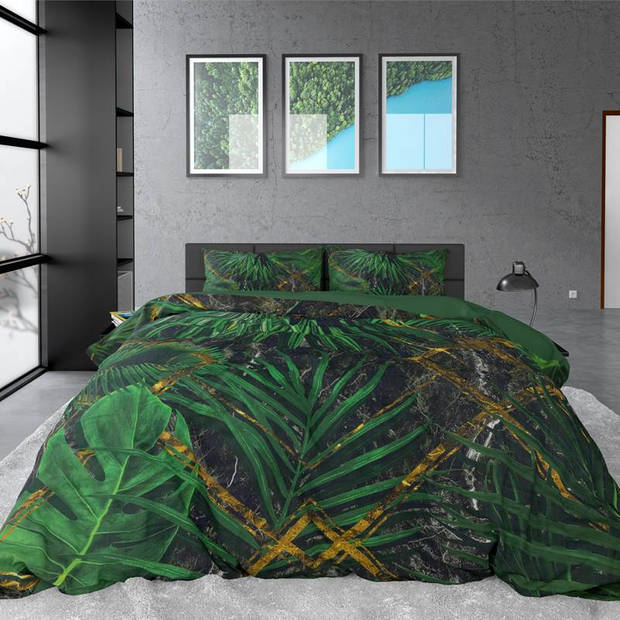 Dreamhouse Bedding Avena dekbedovertrek - Lits-jumeaux (240x200/220 cm + 2 slopen) - Katoen satijn - Green