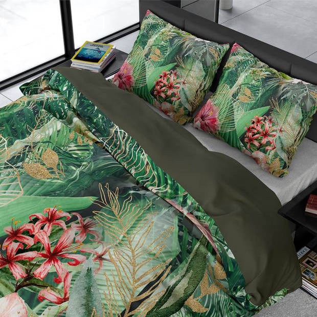 Dreamhouse Bedding Mentha dekbedovertrek - 2-persoons (200x200/220 cm + 2 slopen) - Katoen satijn - Green