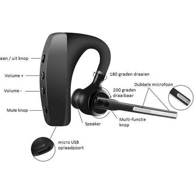 Fedec bluetooth headset S1 - Zwart