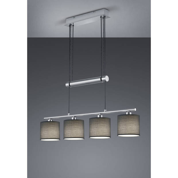 LED Hanglamp - Trion Gorino - E14 Fitting - 4-lichts - Rechthoek - Mat Grijs - Aluminium