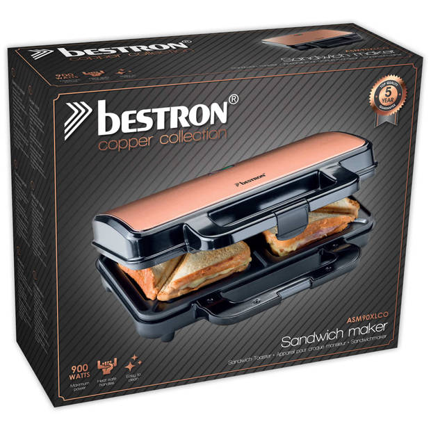 Bestron Tosti-ijzer ASM90XLCO 900 W XL koperkleurig