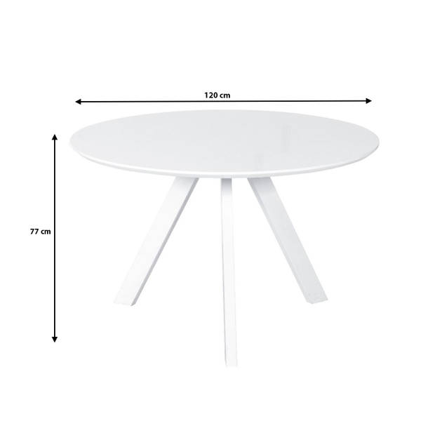 Eettafel rond Ronsi wit 120cm ronde tafel