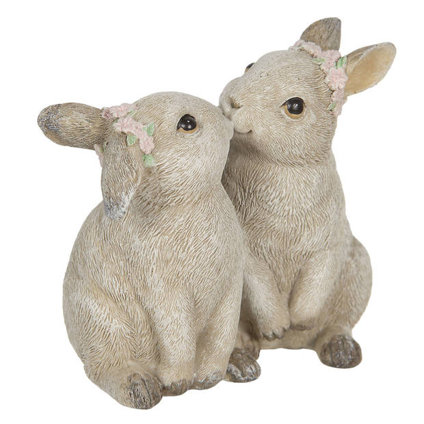 Clayre & Eef Beige Decoratie konijnen 10*6*10 cm 6PR2341