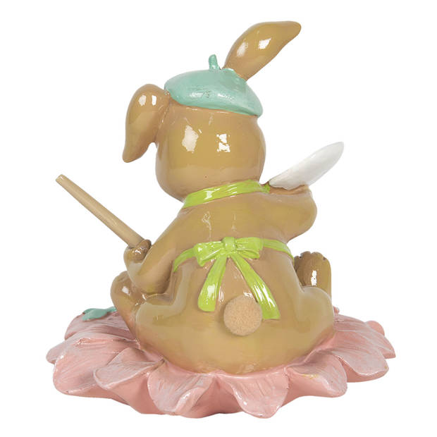 Clayre & Eef Multi Decoratie konijn zittend op een bloem 15*15*15 cm 6PR3134