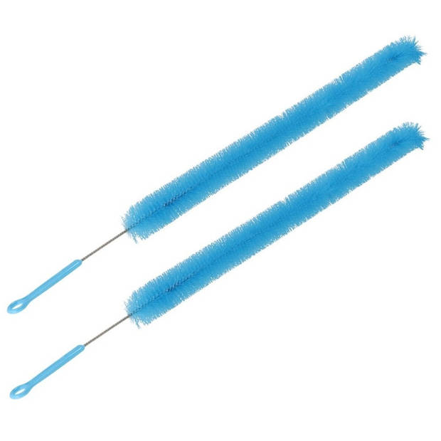 Gerimport Radiatorborstel - flexibel - kunststof - blauw - 72 cm - schoonmaakborstel/rager verwarming - plumeaus
