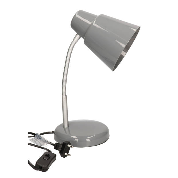 Staande bureaulamp grijs 14 x 14 x 34 cm verstelbare lamp verlichting - Bureaulampen