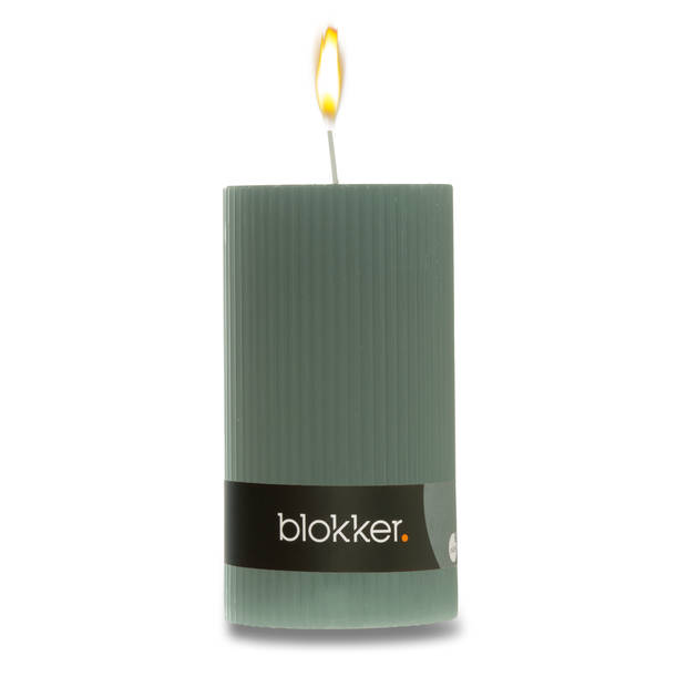 Blokker cilinderkaars ribbel - 7x13 cm - groen