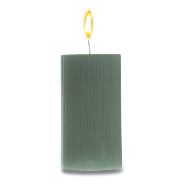 Blokker cilinderkaars ribbel - 7x13 cm - groen