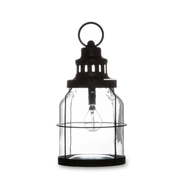 Blokker lantaarn Lexington LED - 34,5 cm - zwart