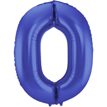 Cijfer 0 Mat Blauw Helium 86cm