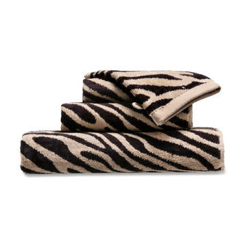 Blokker handdoek zebra - beige/zwart - 50x100 cm