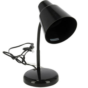 Zwarte bureaulamp/tafellamp 14 x 14 x 34 cm - Bureaulampen