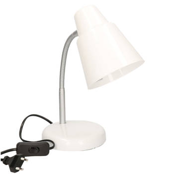 Witte bureaulamp/tafellamp 14 x 14 x 34 cm - Bureaulampen