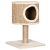 The Living Store Krabpaal Compact - 35 x 35 x 52 cm - Beige - Zeegras - Met huisje