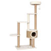 The Living Store Kattenmeubel - Beige - 60 x 40 x 148 cm - Met Krabpalen en Kattenhuis - Zeegras