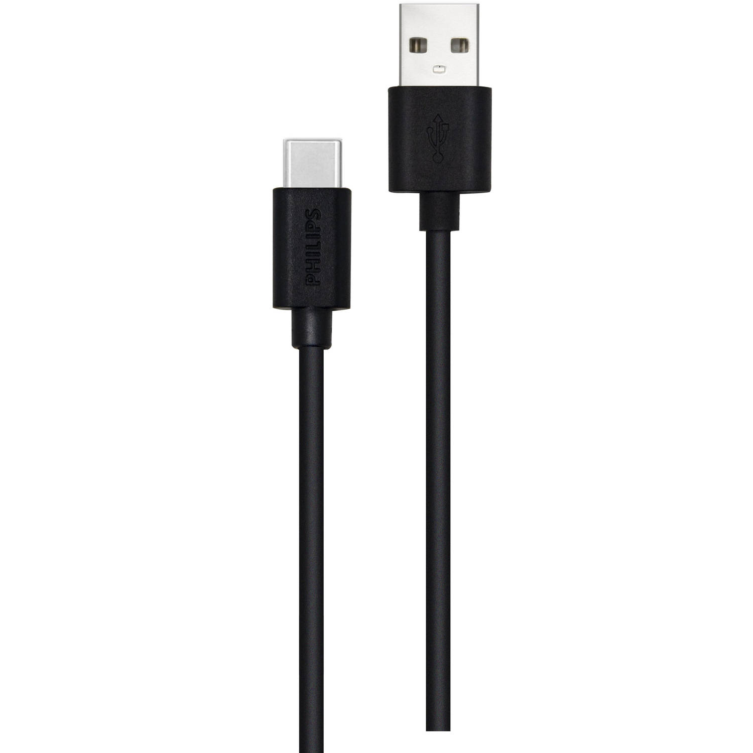 Philip USB Kabel - Model DLC3106A - USB-A naar USB-C - Lengte: 2 Meter - PVC - Zwart