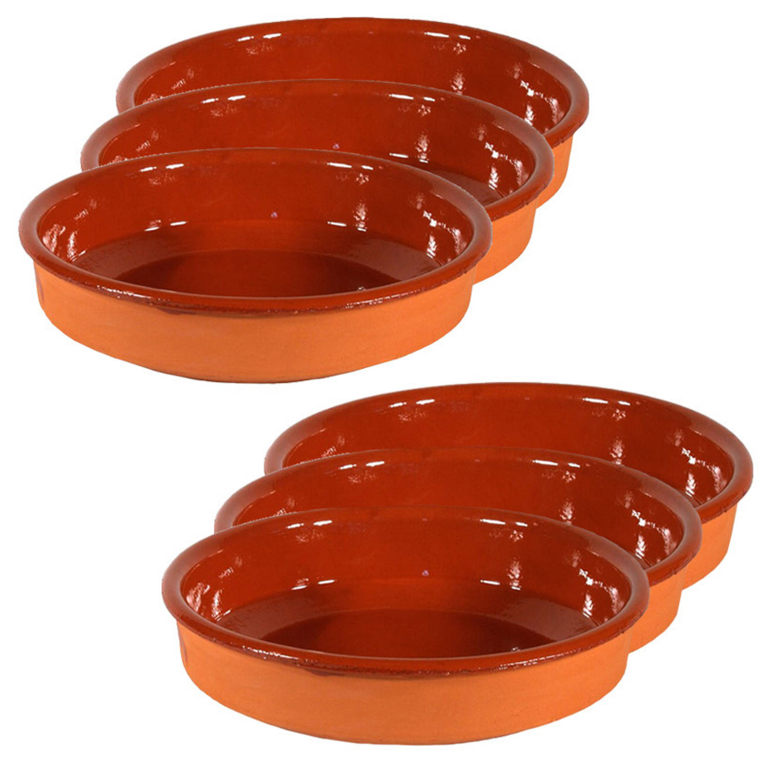 6x Terracotta tapas borden/schalen 21 cm en 18 cm - Snack en tapasschalen