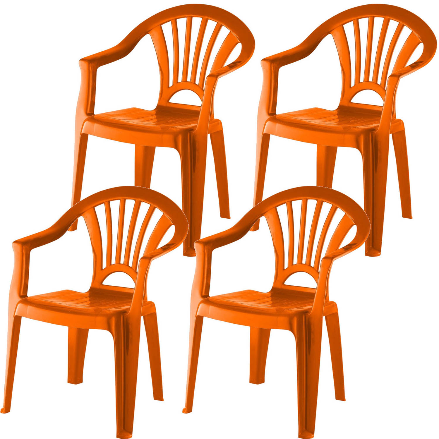 4x Stuks Oranje Stoeltjes Voor Kinderen 51 Cm Tuinmeubelen Kunststof Binnen-buitenstoelen Voor Kinde