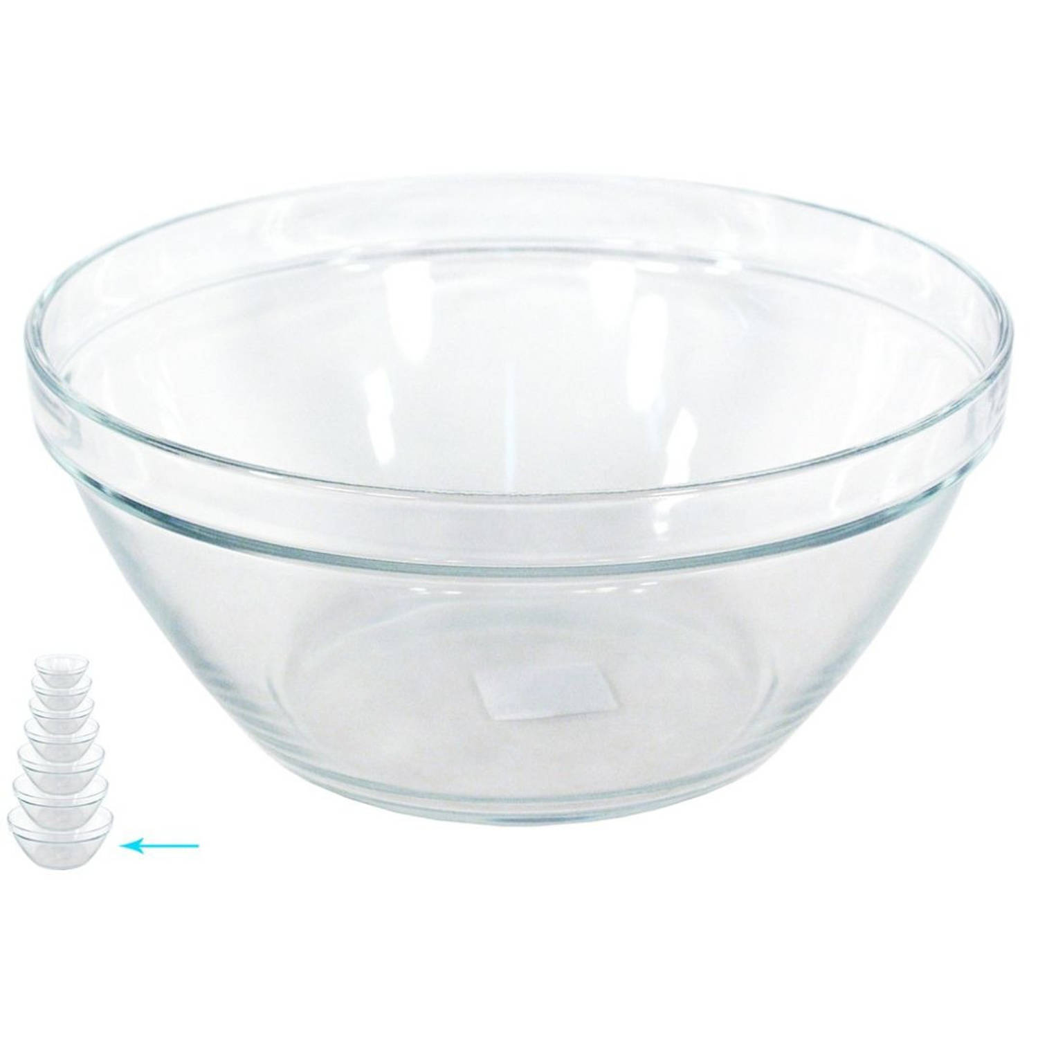 1x Glazen saladekom/keukenschaal Pompei 26 cm/3.6 liter - Saladeschalen