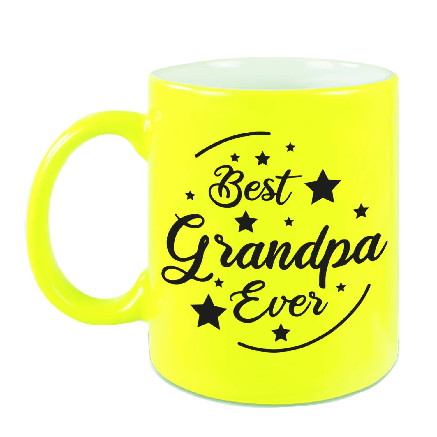 Best Grandpa Ever Cadeau Mok-Beker Neon Geel 330 Ml Verjaardag-Bedankje Mok Voor Opa