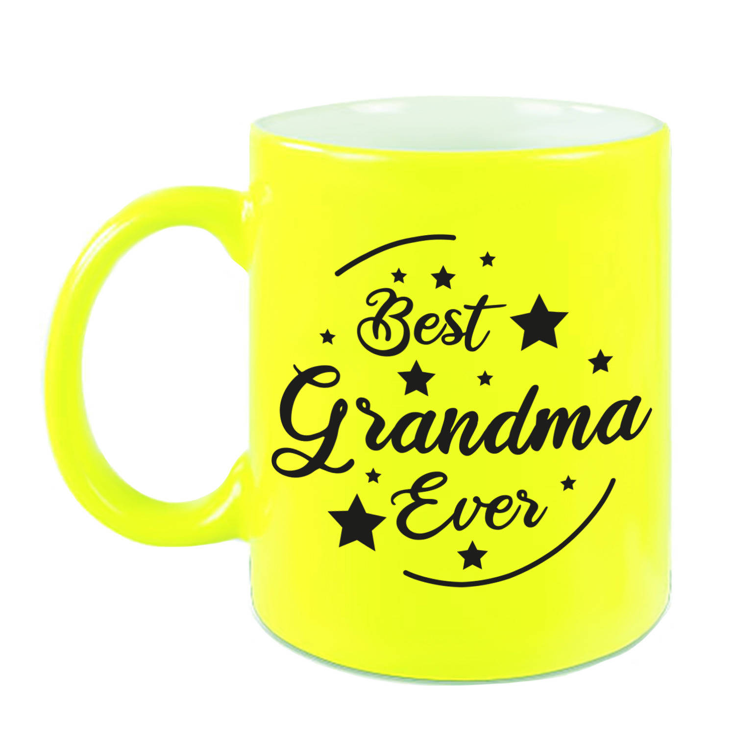 Best Grandma Ever Cadeau Mok-Beker Neon Geel 330 Ml Verjaardag-Bedankje Mok Voor Oma