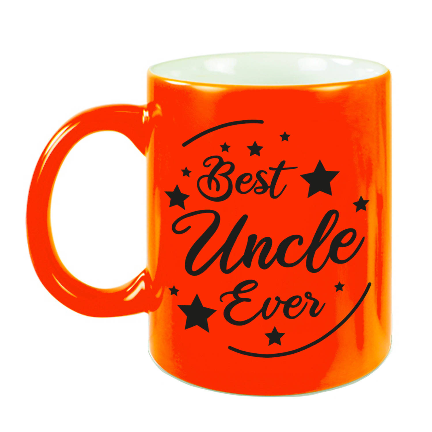 Best Uncle Ever Cadeau Mok-Beker Neon Oranje 330 Ml Verjaardag-Bedankje Oom