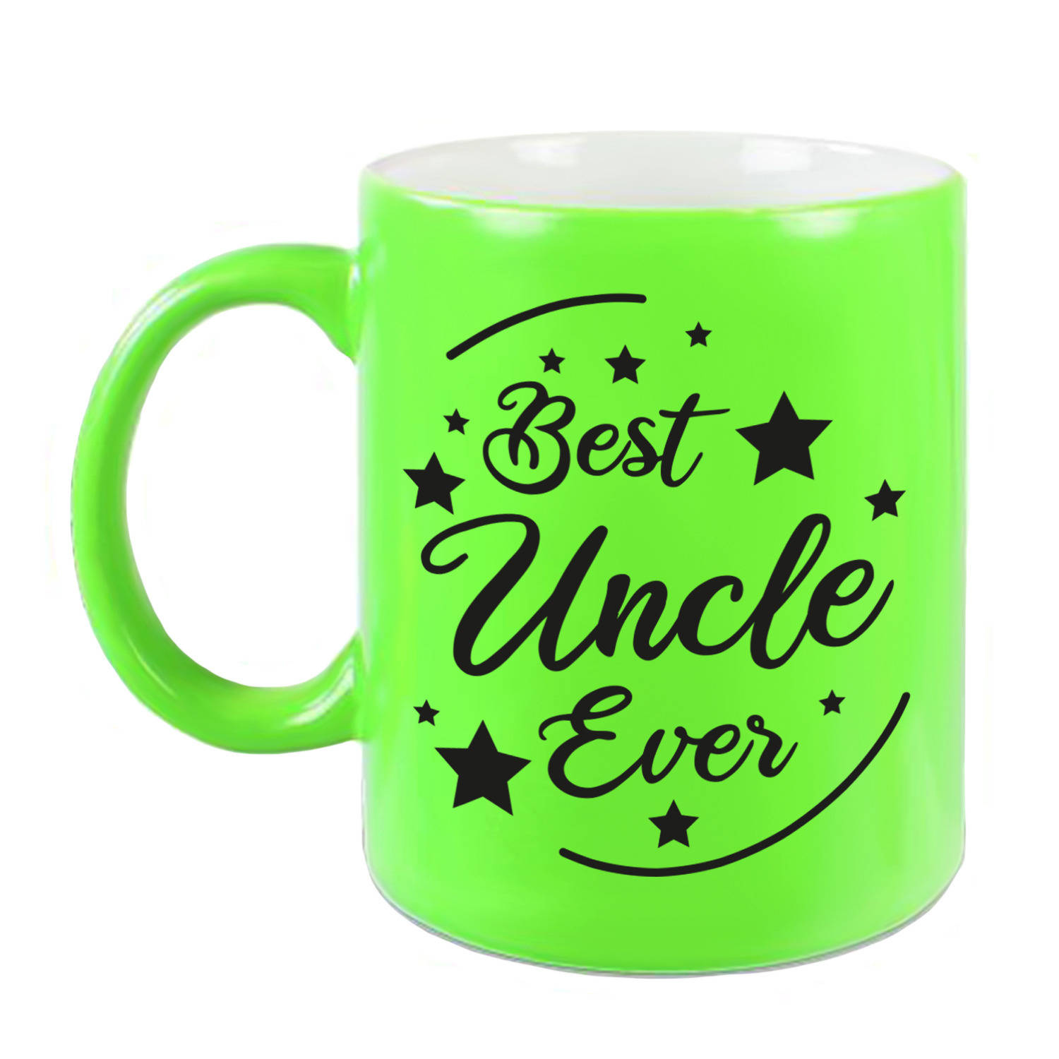 Best Uncle Ever Cadeau Mok-Beker Neon Groen 330 Ml Verjaardag-Bedankje Oom