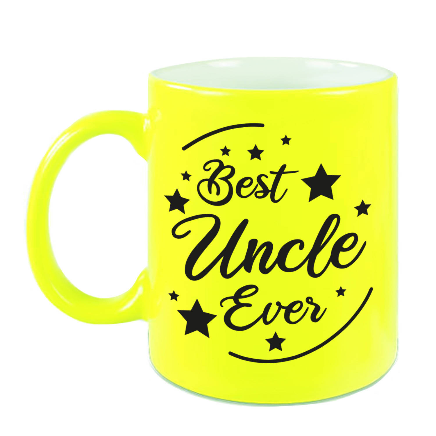 Best Uncle Ever Cadeau Mok-Beker Neon Geel 330 Ml Verjaardag-Bedankje Oom