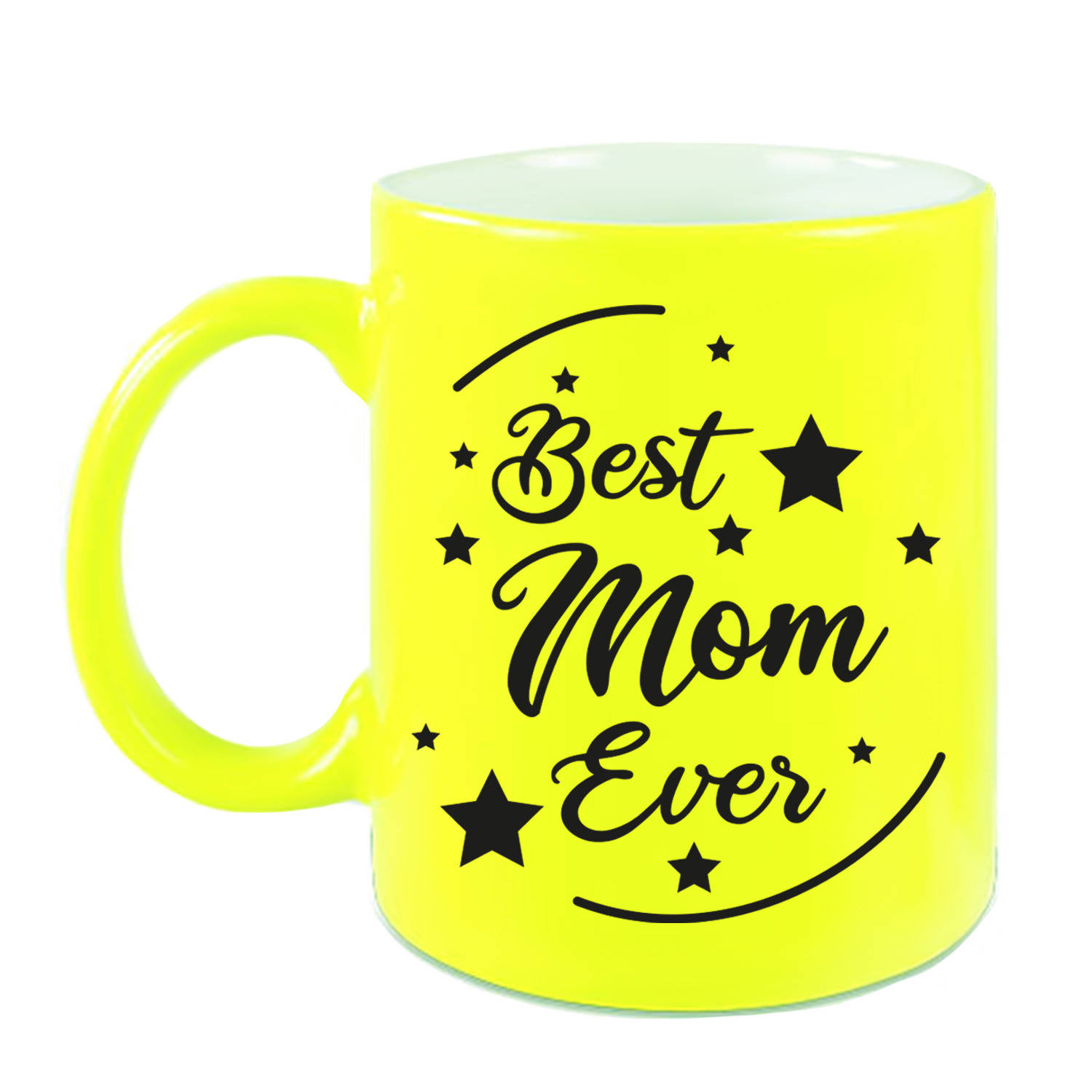 Best Mom Ever Cadeau Mok-Beker Neon Geel 330 Ml Verjaardag-Moederdag-Bedankje
