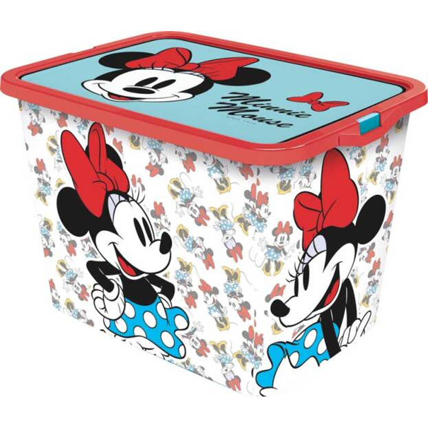 Stor Opbergbox Minnie Mouse 23 Liter Wit/rood
