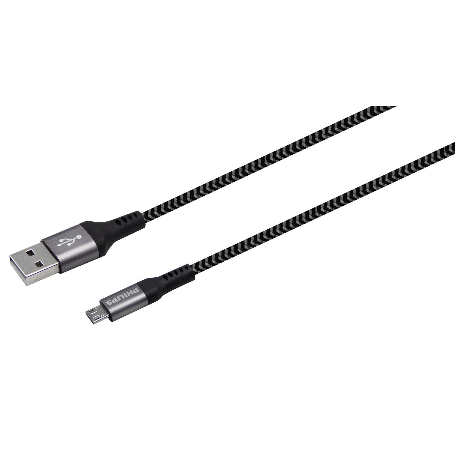 Philips Usb Kabel 2.0 Dlc5204u-00 Usb-a Micro Usb Lengte: 1,2 Meter Nylon Zwart