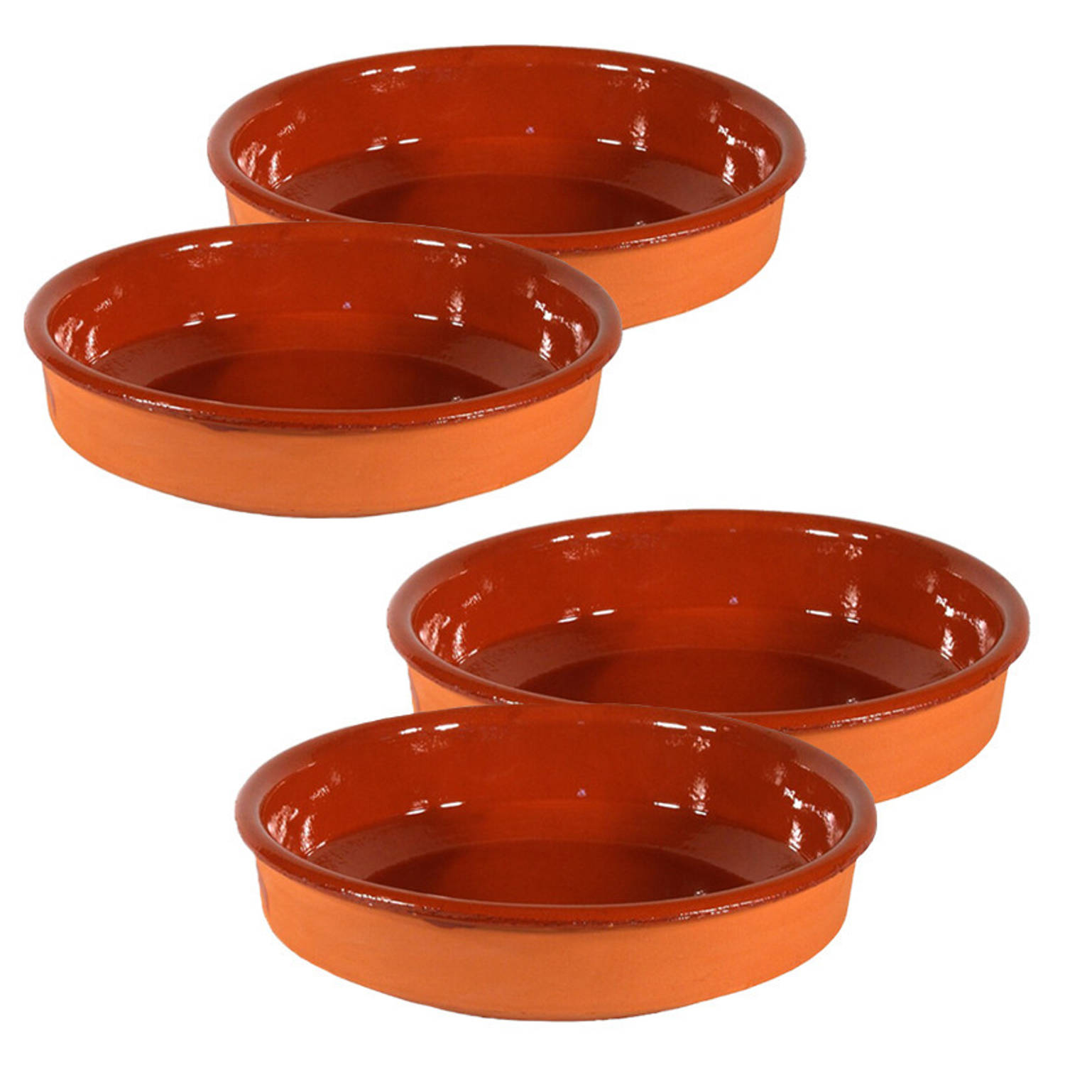 4x Terracotta tapas borden/schalen 26 cm en 24 cm - Snack en tapasschalen