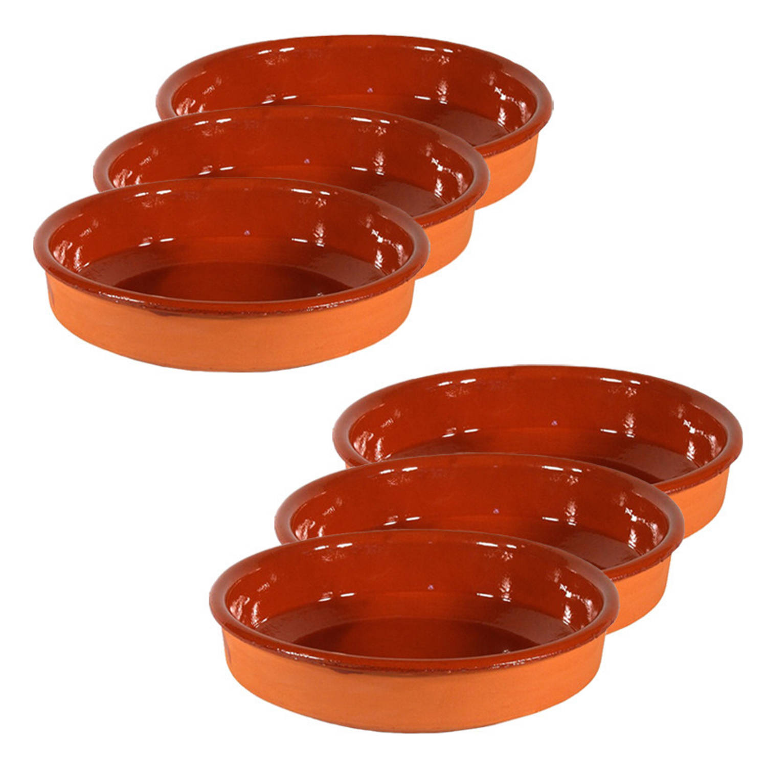 6x Terracotta tapas borden/schalen 24 cm en 21 cm - Snack en tapasschalen