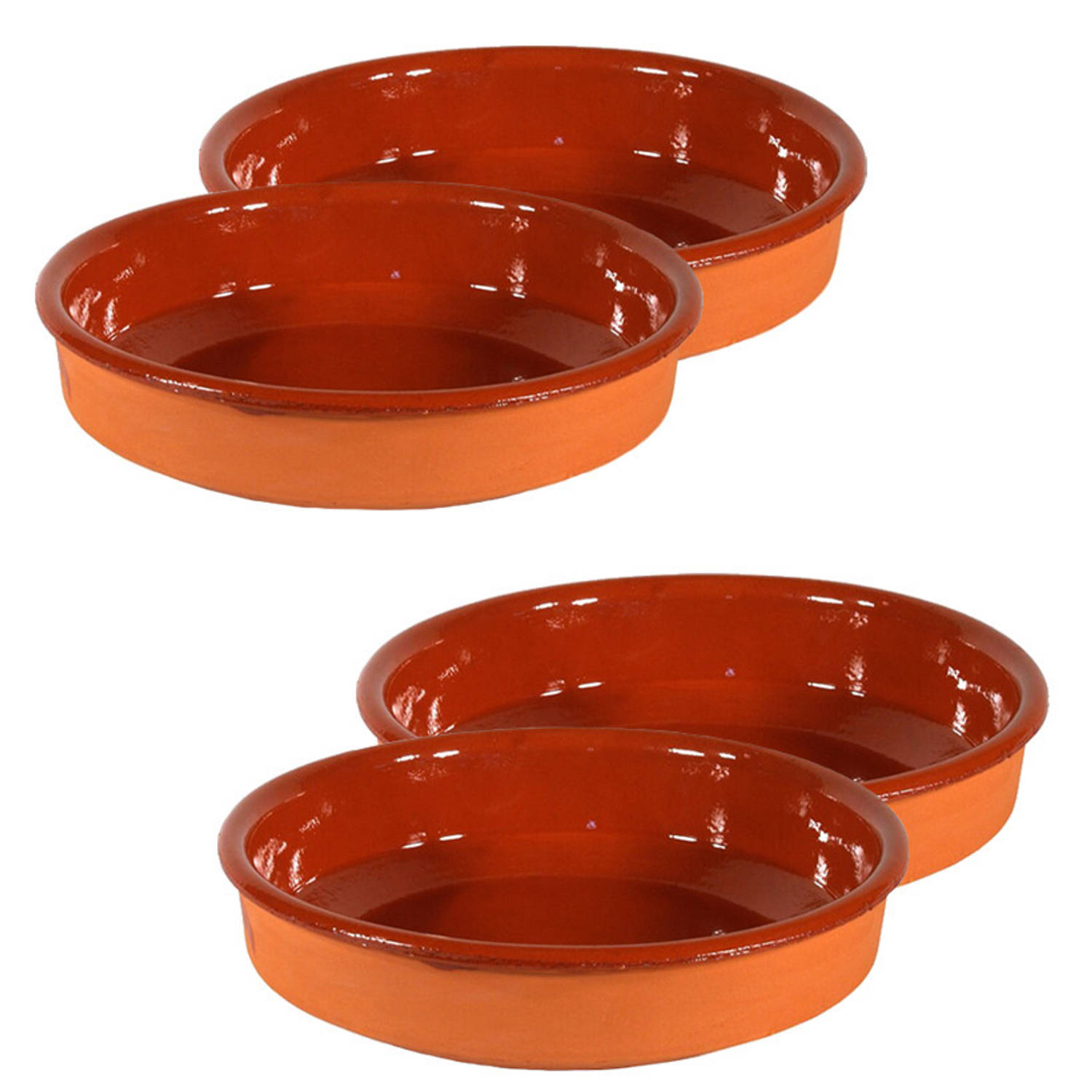 4x Terracotta tapas borden/schalen 24 cm en 21 cm - Snack en tapasschalen